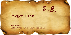 Perger Elek névjegykártya